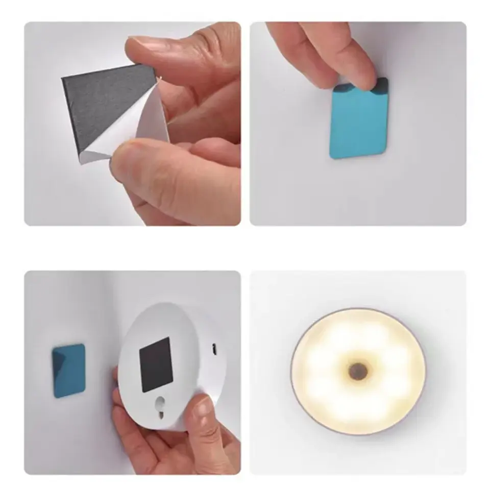 Luz LED nocturna recargable por USB con sensor de movimiento; ideal para iluminación de dormitorios, escaleras, pasillos, armarios , etc 15