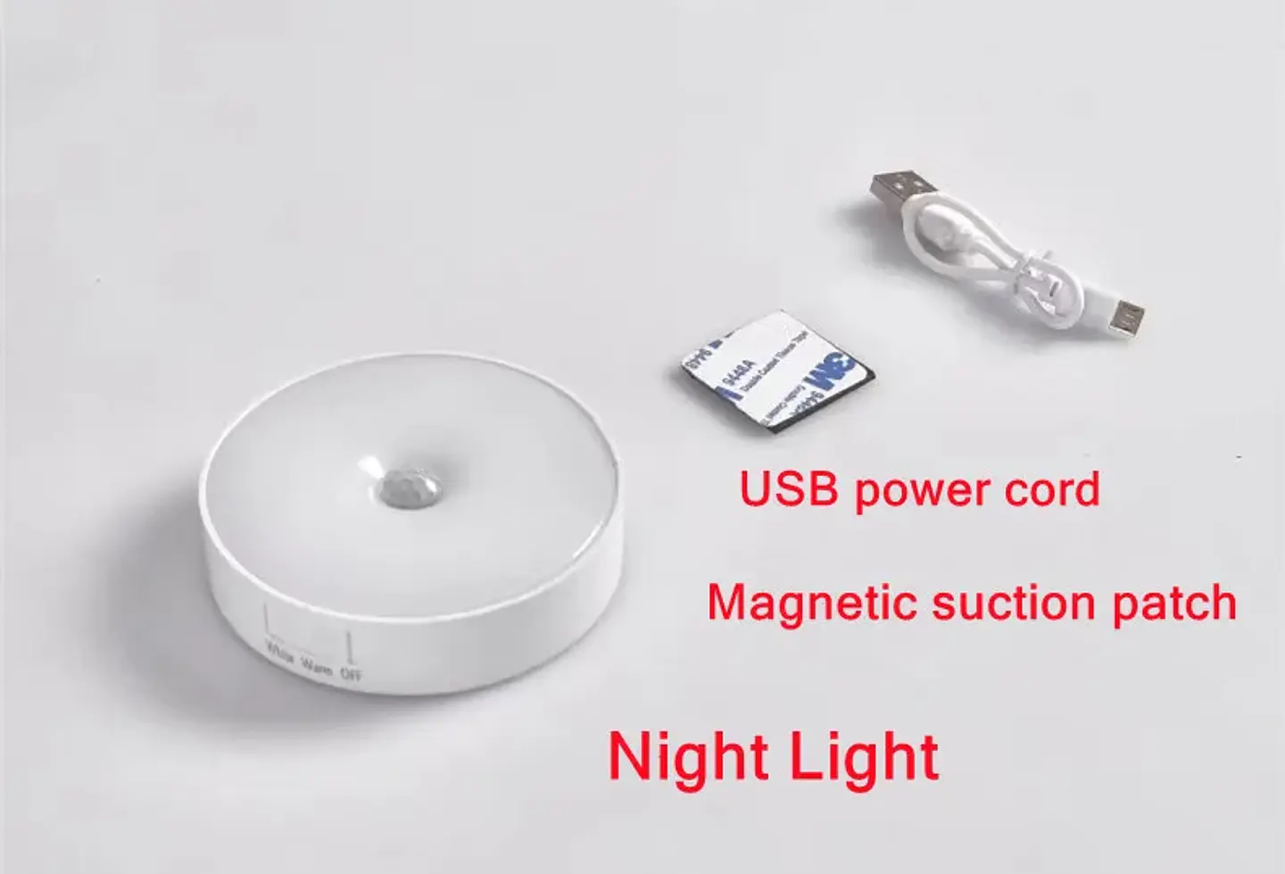 Luz LED nocturna recargable por USB con sensor de movimiento; ideal para iluminación de dormitorios, escaleras, pasillos, armarios , etc 17