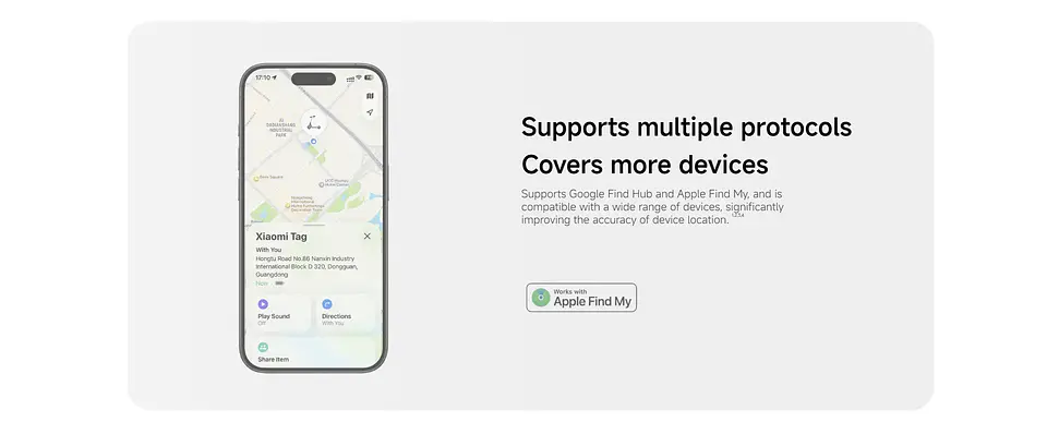 Xiaomi Smart Tag Tracker: dispositivo inteligente anti-pérdida (versión global) compatible con Apple Find My y Google Find My Device; Bluetooth 5.4. 11