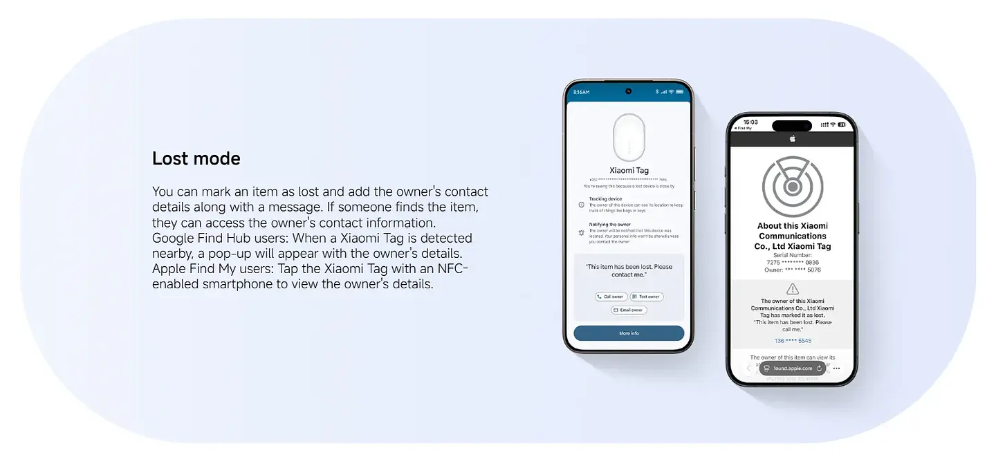 Xiaomi Smart Tag Tracker: dispositivo inteligente anti-pérdida (versión global) compatible con Apple Find My y Google Find My Device; Bluetooth 5.4. 15