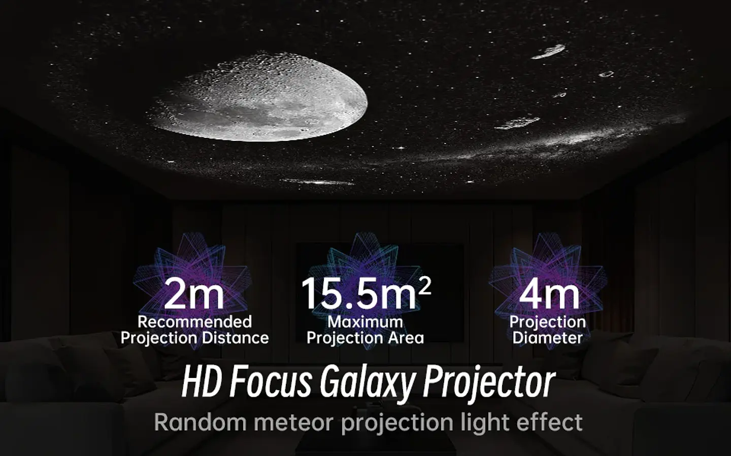 Proyector de estrellas y galaxias (luz nocturna) con discos de imagen HD, proyector planetario mejorado, control remoto y función Bluetooth para la habitación. 11