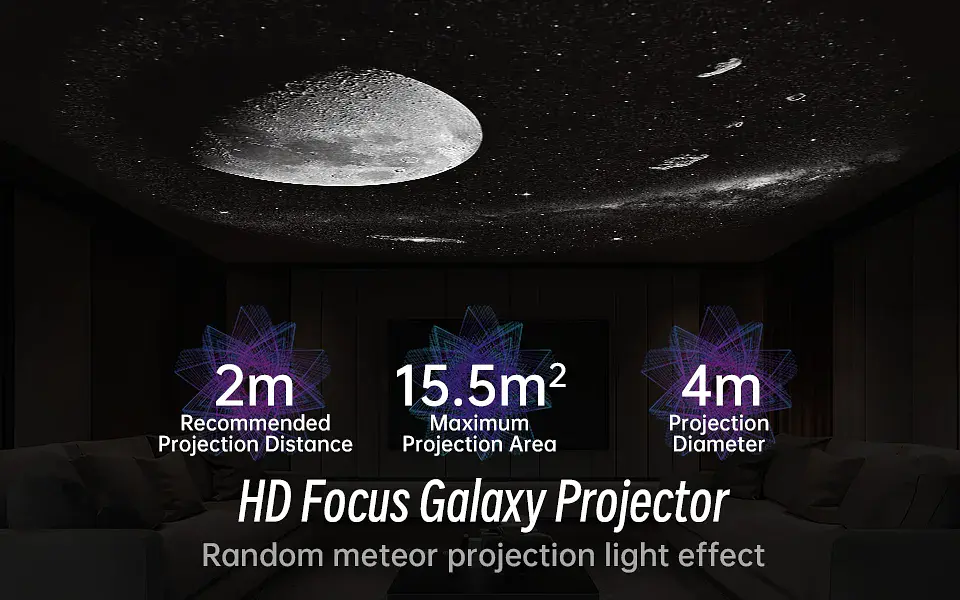 Proyector de estrellas y galaxias (luz nocturna) con discos de imagen HD, proyector planetario mejorado, control remoto y función Bluetooth para la habitación. 11