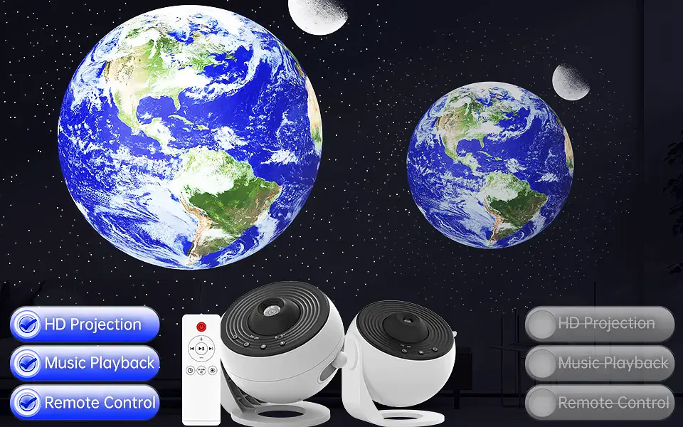 Proyector de estrellas y galaxias (luz nocturna) con discos de imagen HD, proyector planetario mejorado, control remoto y función Bluetooth para la habitación. 15