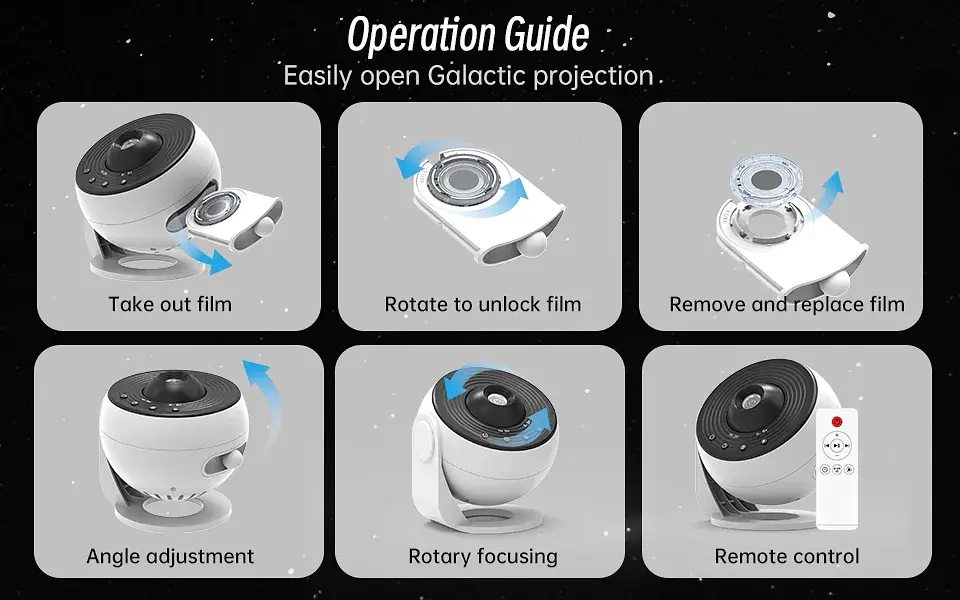 Proyector de estrellas y galaxias (luz nocturna) con discos de imagen HD, proyector planetario mejorado, control remoto y función Bluetooth para la habitación. 16