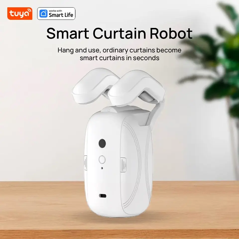 Robot de cortina Wifi inteligente Tuya (con puerta de enlace), pista de varilla romana, Control de aplicación remota, Control de voz, apertura única/doble, 1o 2 Uds. 5
