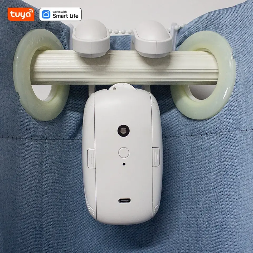 Robot de cortina Wifi inteligente Tuya (con puerta de enlace), pista de varilla romana, Control de aplicación remota, Control de voz, apertura única/doble, 1o 2 Uds. 7
