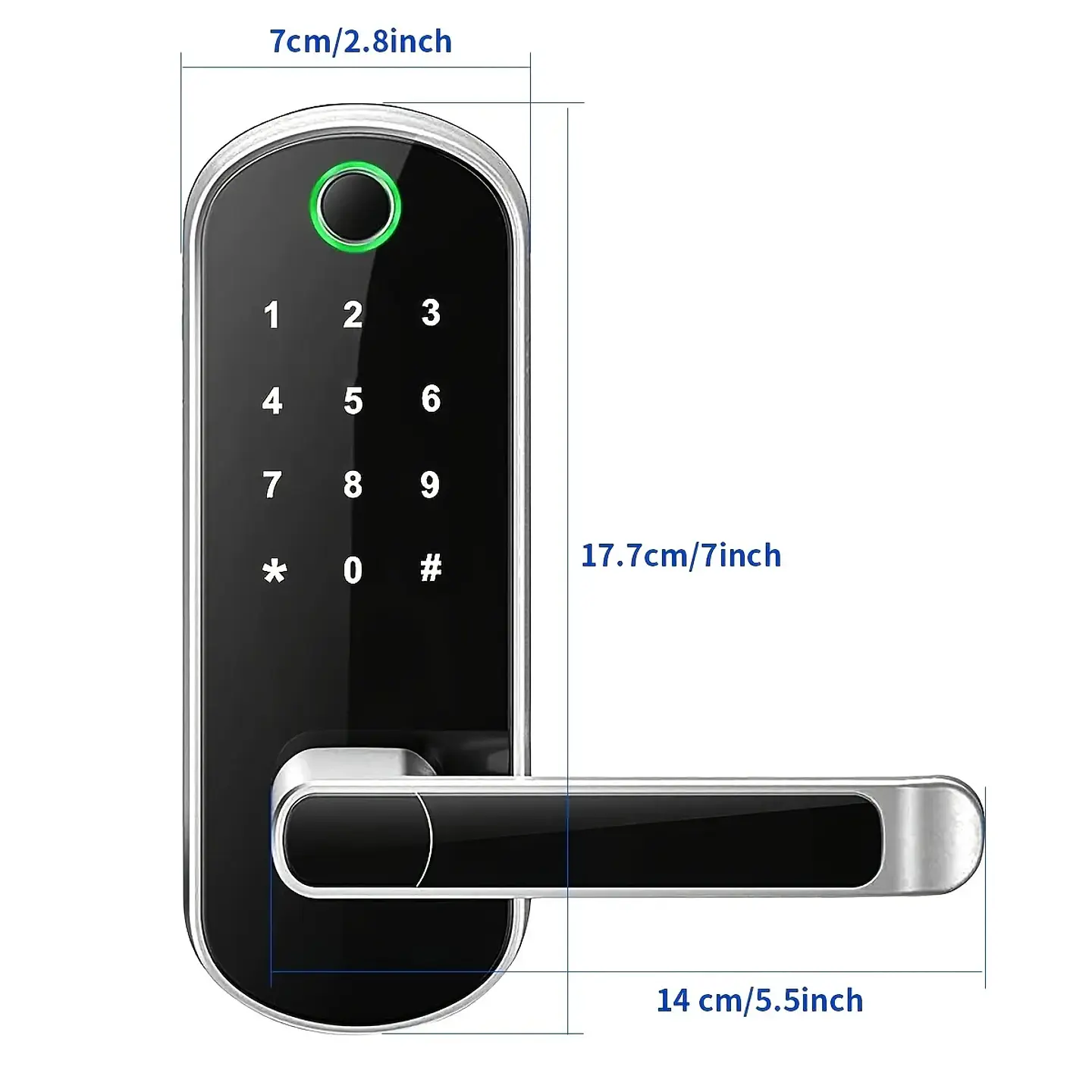 Cerradura inteligente con huella dactilar, control remoto mediante aplicación, sin llave, WIFI, pantalla táctil digital, NFC, IP67, resistente al agua, con 2 tarjetas IC. 2