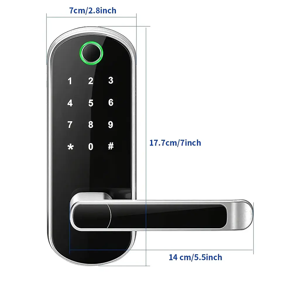 Cerradura inteligente con huella dactilar, control remoto mediante aplicación, sin llave, WIFI, pantalla táctil digital, NFC, IP67, resistente al agua, con 2 tarjetas IC. 2
