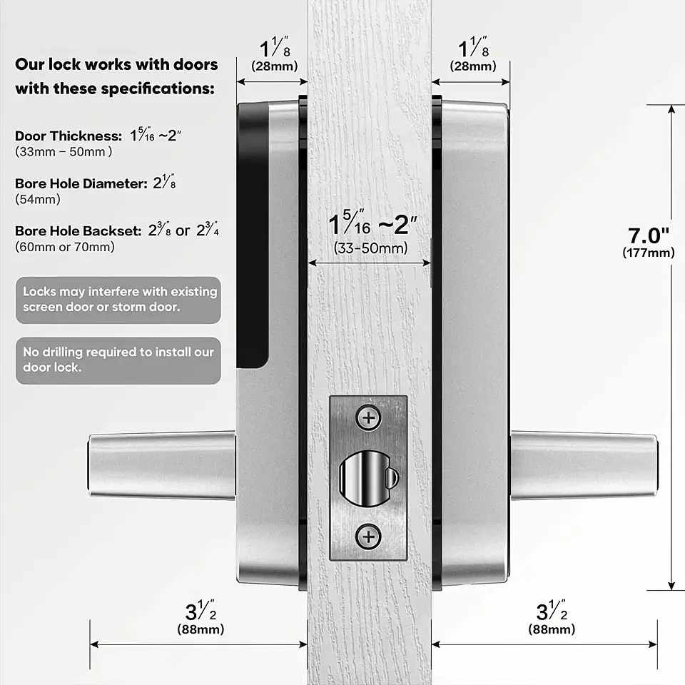 Cerradura inteligente con huella dactilar, control remoto mediante aplicación, sin llave, WIFI, pantalla táctil digital, NFC, IP67, resistente al agua, con 2 tarjetas IC. 3