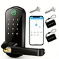 Cerradura inteligente con huella dactilar, control remoto mediante aplicación, sin llave, WIFI, pantalla táctil digital, NFC, IP67, resistente al agua, con 2 tarjetas IC. - Miniatura 7