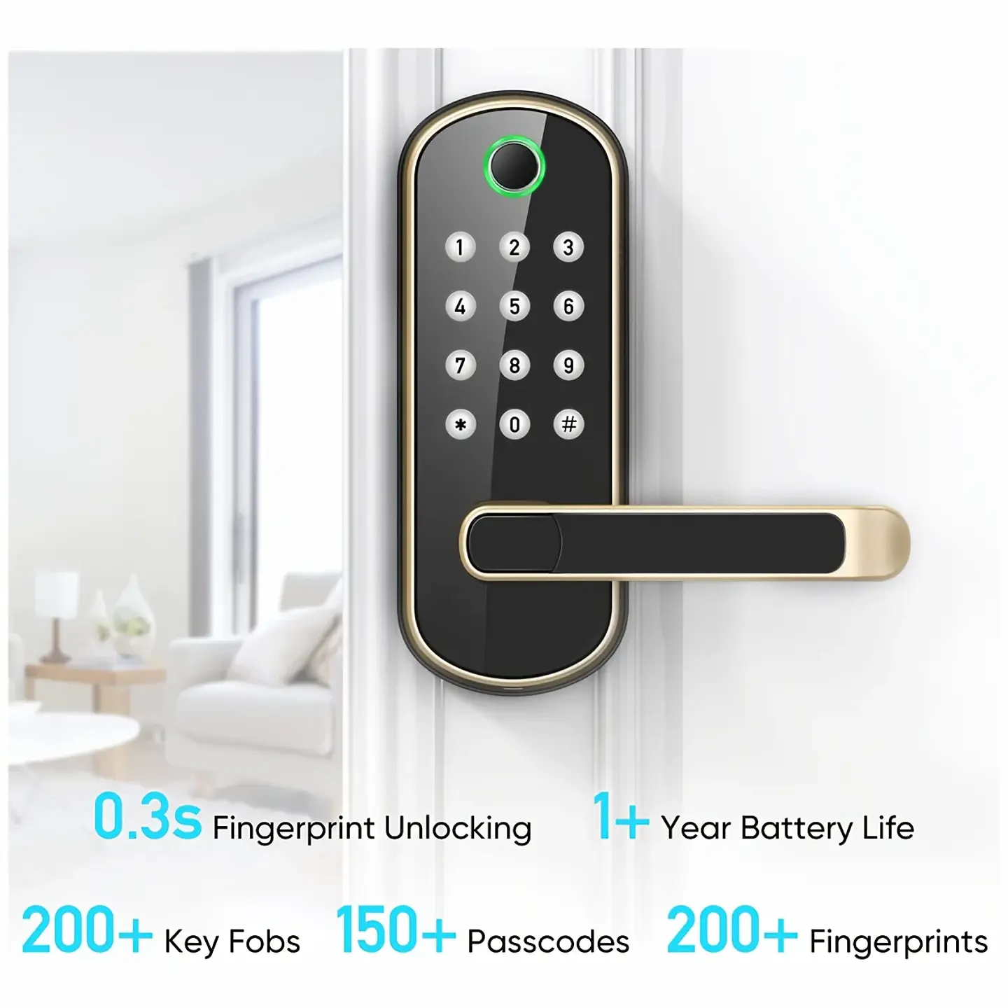 Cerradura inteligente con huella dactilar, control remoto mediante aplicación, sin llave, WIFI, pantalla táctil digital, NFC, IP67, resistente al agua, con 2 tarjetas IC. 13