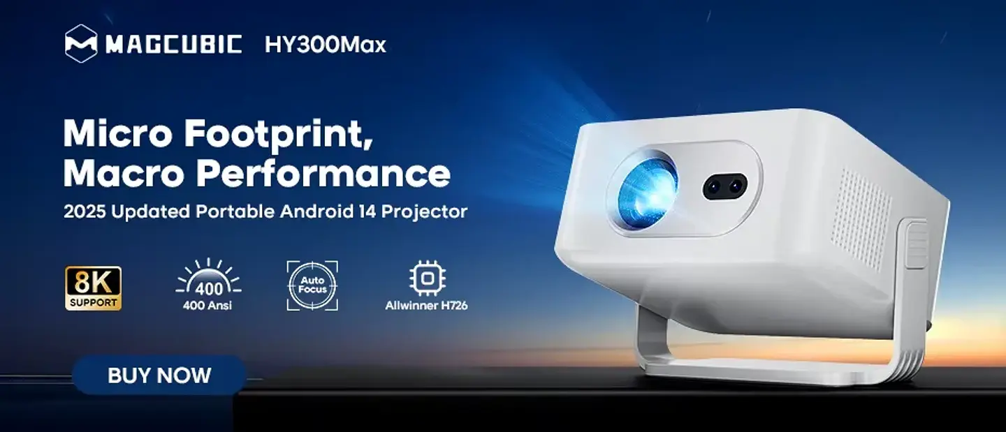 Proyector portátil para exteriores Magcubic HY350Max (Android 14, enfoque automático, 4K/8K, 900 ANSI, resolución nativa 1080P, chip Allwinner H726, 16 GB, WiFi 6, BT 5.4) 6