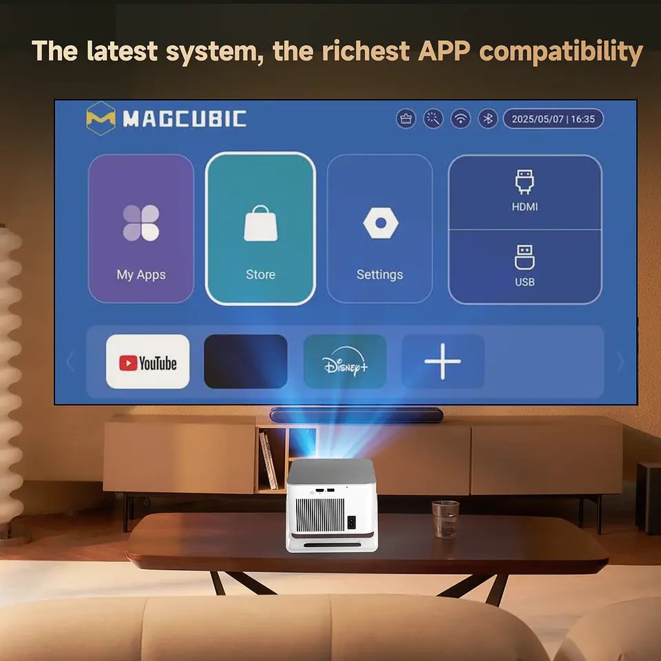 Proyector portátil para exteriores Magcubic HY350Max (Android 14, enfoque automático, 4K/8K, 900 ANSI, resolución nativa 1080P, chip Allwinner H726, 16 GB, WiFi 6, BT 5.4) 12