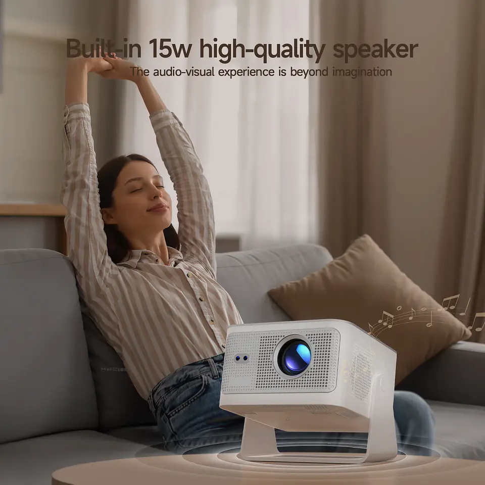 Proyector portátil para exteriores Magcubic HY350Max (Android 14, enfoque automático, 4K/8K, 900 ANSI, resolución nativa 1080P, chip Allwinner H726, 16 GB, WiFi 6, BT 5.4) 14