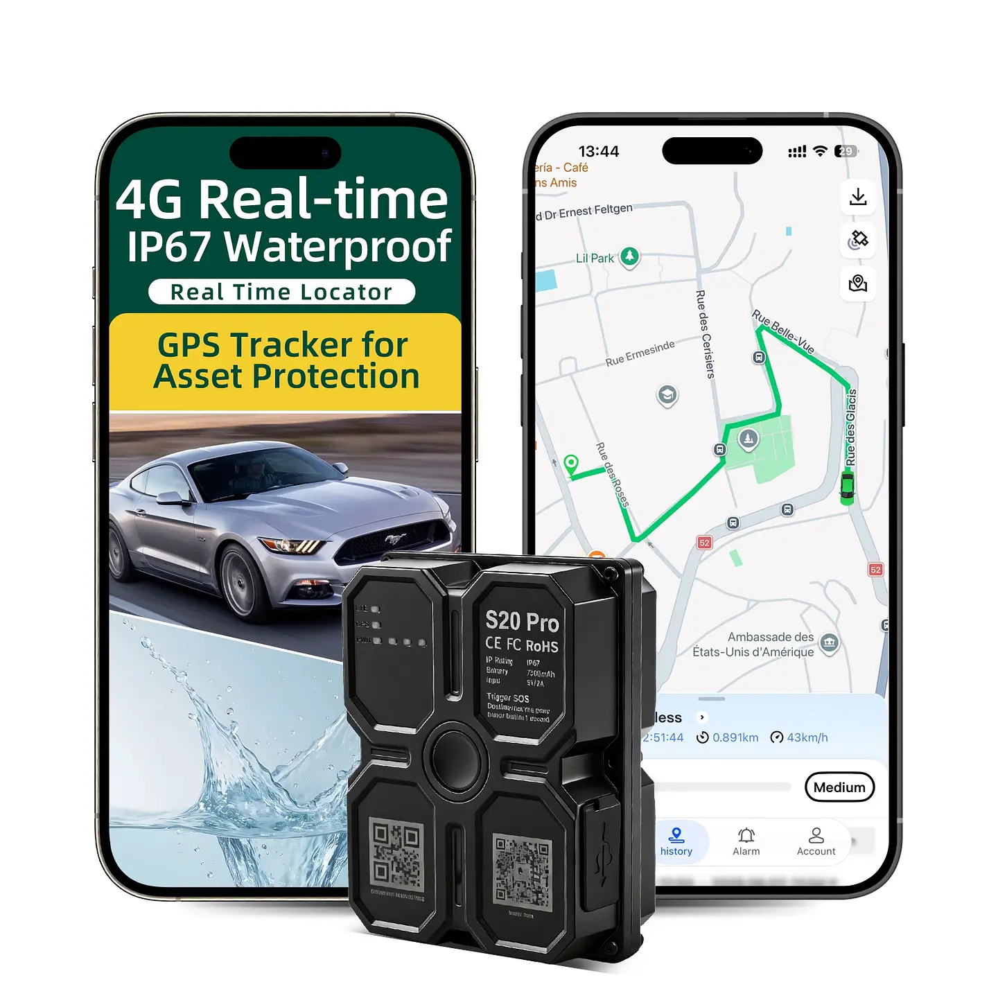 Localizador antirrobo 4G para vehículos: dispositivo para exteriores de fijación magnética potente (sin instalación) con función de seguimiento, alarma y llamada SOS. 1