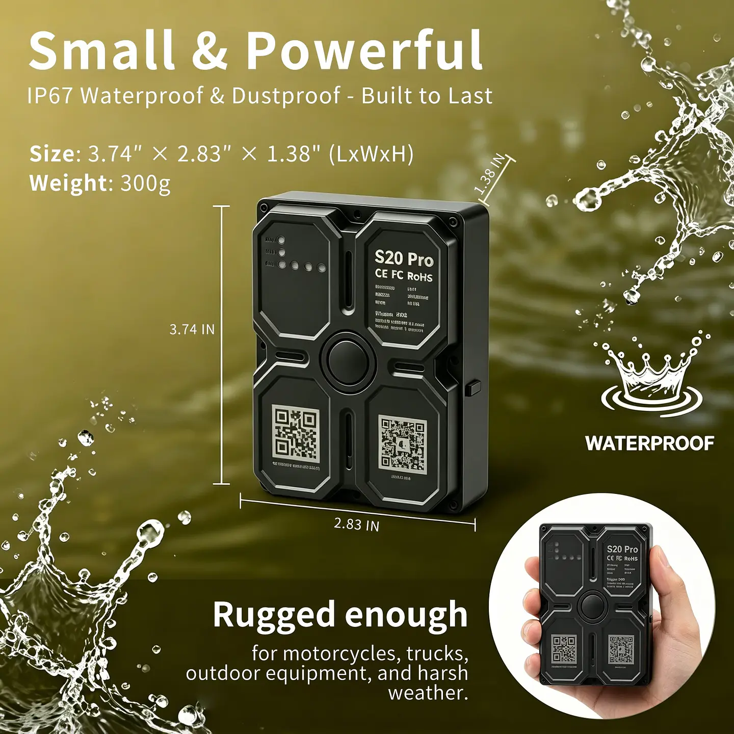 Localizador antirrobo 4G para vehículos: dispositivo para exteriores de fijación magnética potente (sin instalación) con función de seguimiento, alarma y llamada SOS. 4