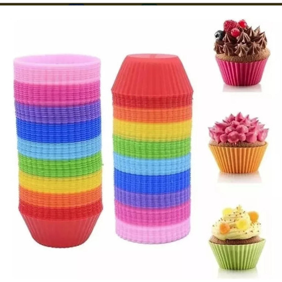 12 Moldes Para Cupcakes Magdalenas Muffins Silicona Hornear 1