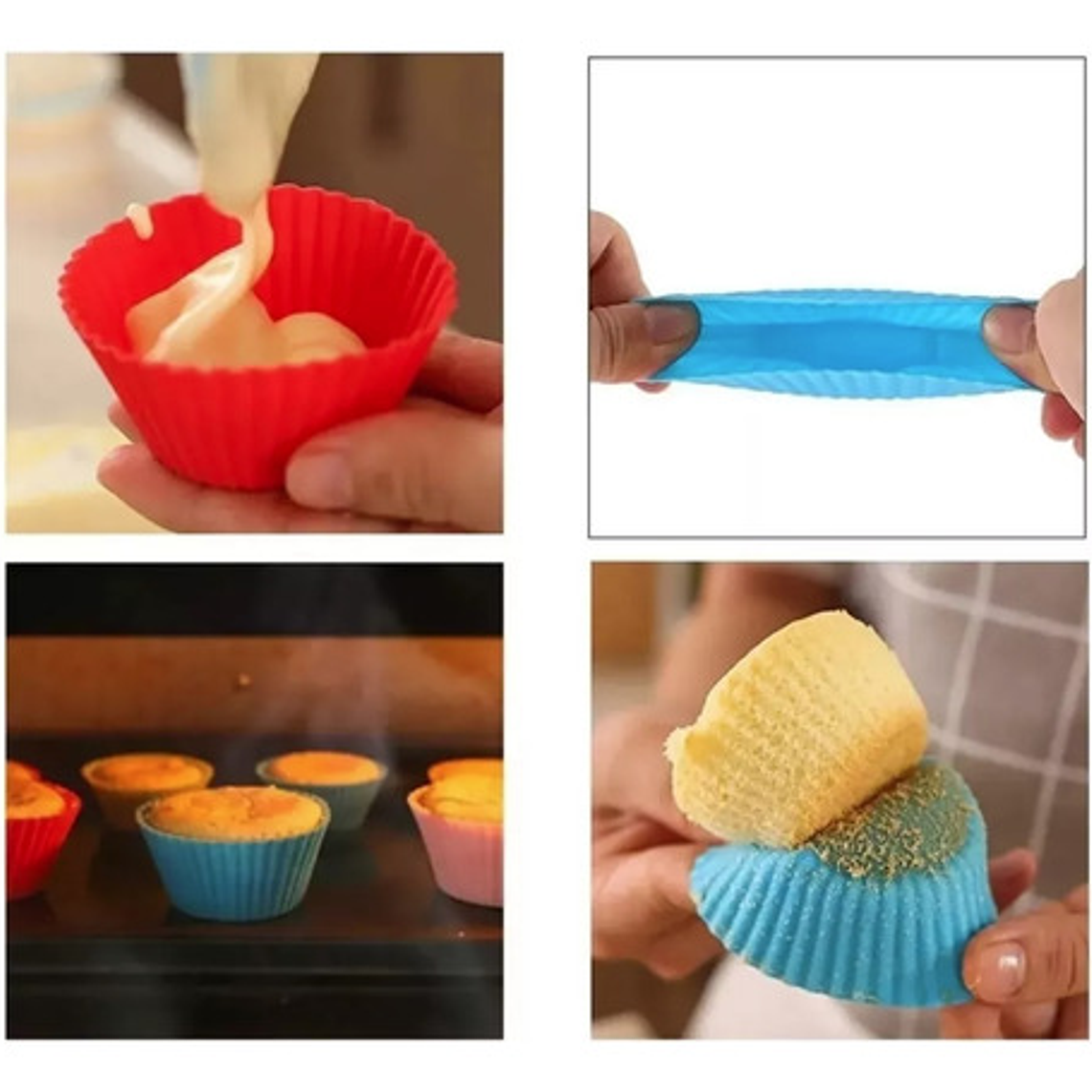 12 Moldes Para Cupcakes Magdalenas Muffins Silicona Hornear 4