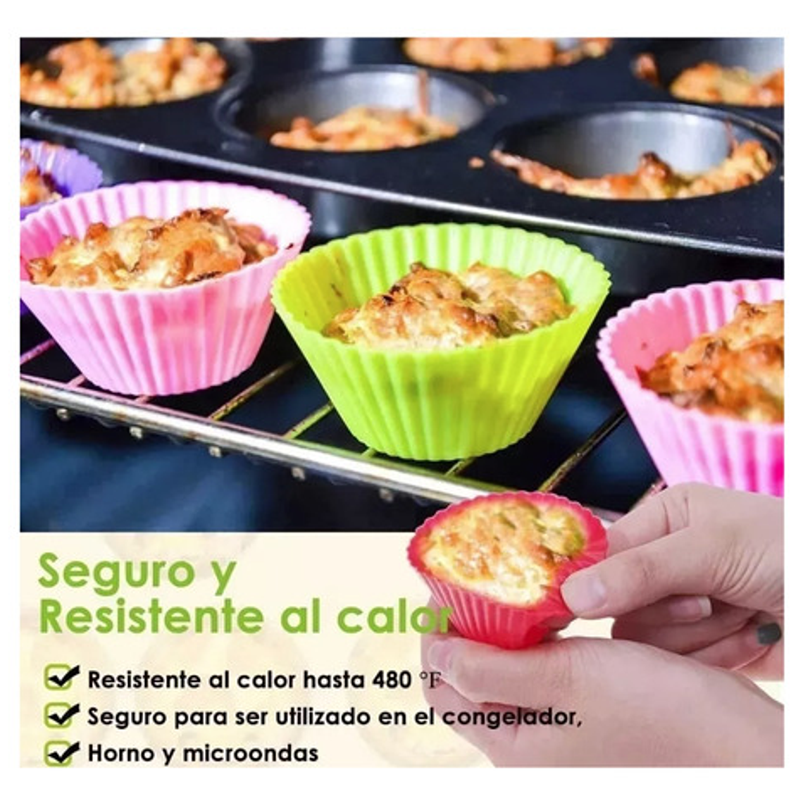 12 Moldes Para Cupcakes Magdalenas Muffins Silicona Hornear 6