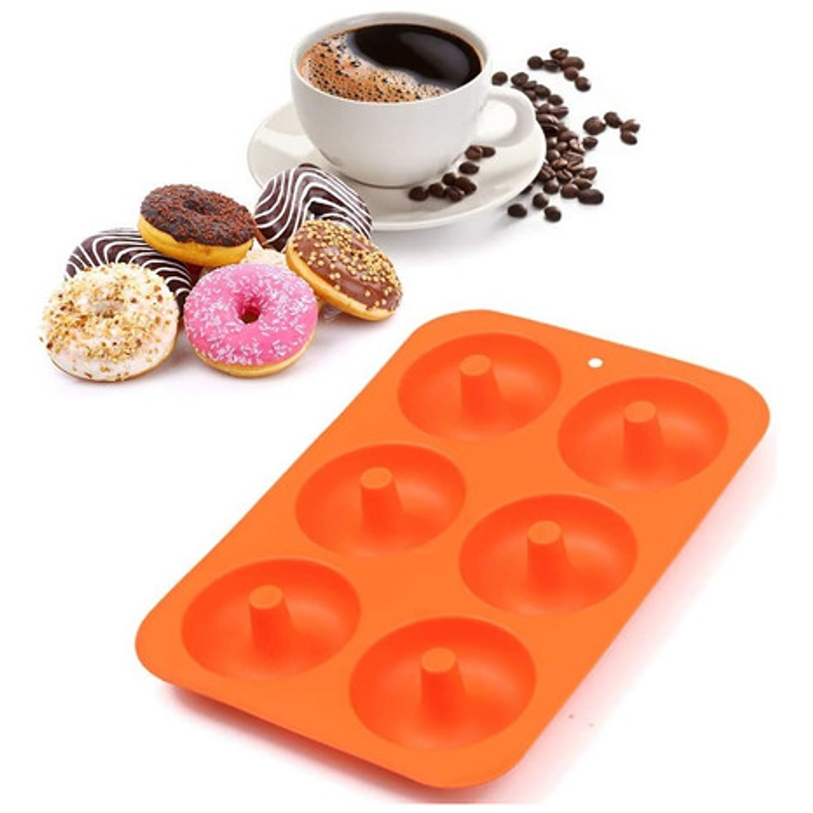 Molde Silicona Donas Mini 6 Cavidades Naranja Pastelería Cl Repostería 2