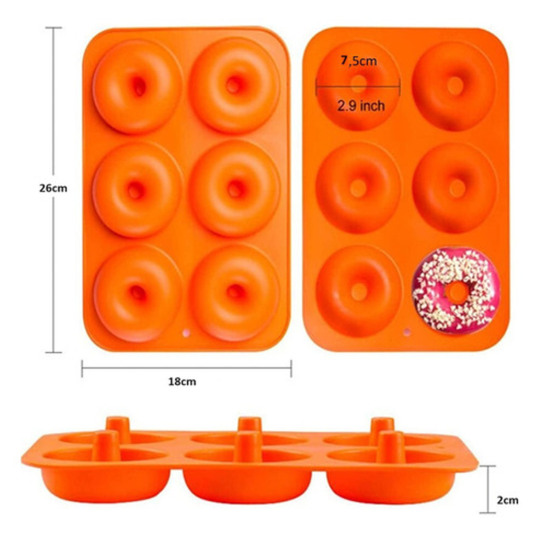 Molde Silicona Donas Mini 6 Cavidades Naranja Pastelería Cl Repostería 3