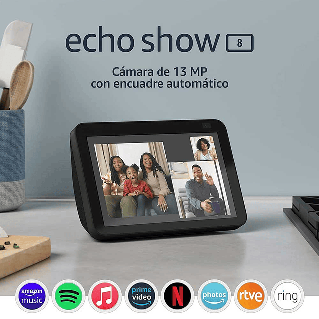 Echo Show 8 con asistente virtual Alexa, pantalla integrada de 8  charcoal