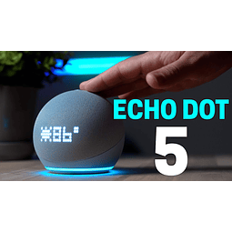 Amazon Echo Dot 5th Gen con Reloj Con Asistente Virtual Alexa, Pantalla Integrada Azul Deep Sea