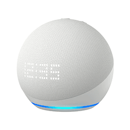 Amazon Echo Dot 5th Gen con Reloj Con Asistente Virtual Alexa, Pantalla Integrada Glacier White 
