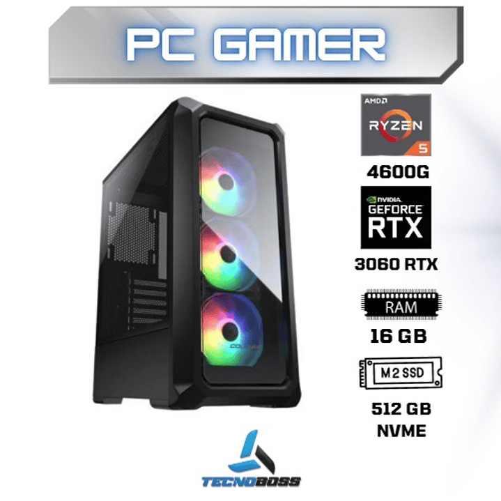 Pc Gamer R5 4600g/16GB U10/512GB NVMe/3060 12gb Freedos  1