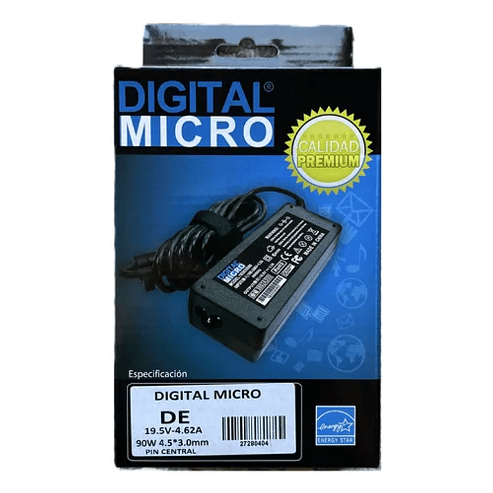 Cargador Alternativo Dell 19.5v – 3.34a 4.5 3.0mm 90W 1