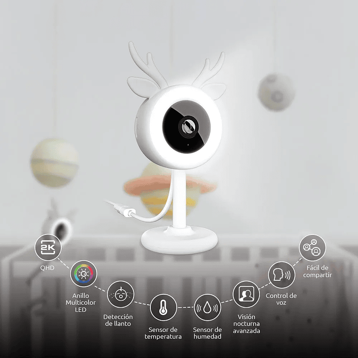 Monitor Inteligente Wi-fi Para Bebé 2k Con Detector Llanto 4