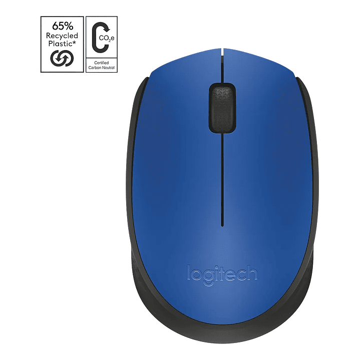 Mouse Inalámbrico Logitech M170 3 Botones USB Color Azul Ambidiestro 1