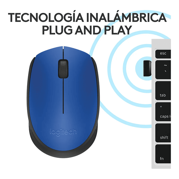 Mouse Inalámbrico Logitech M170 3 Botones USB Color Azul Ambidiestro 3