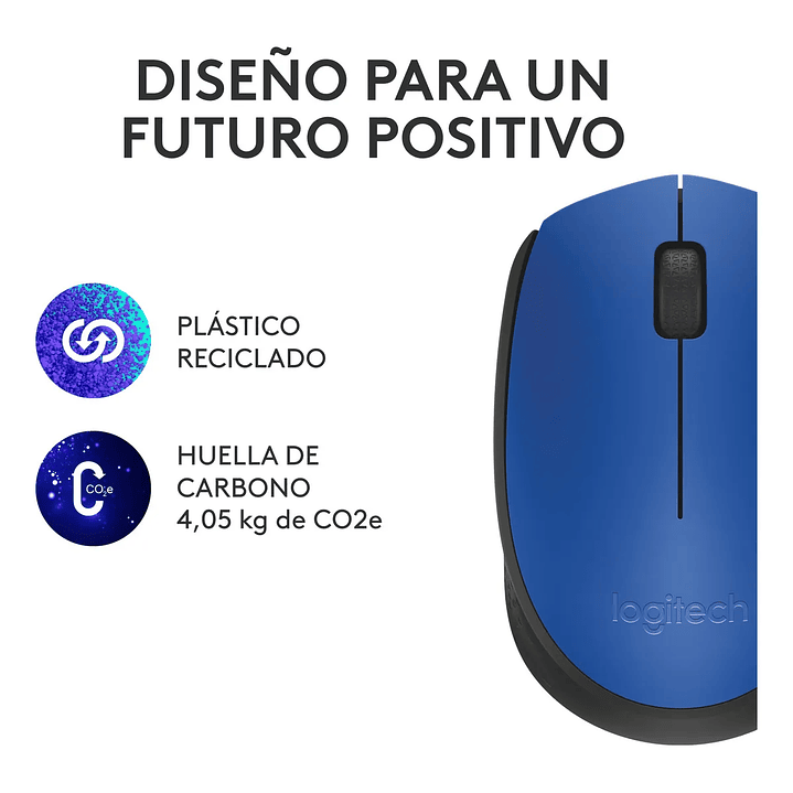 Mouse Inalámbrico Logitech M170 3 Botones USB Color Azul Ambidiestro 6
