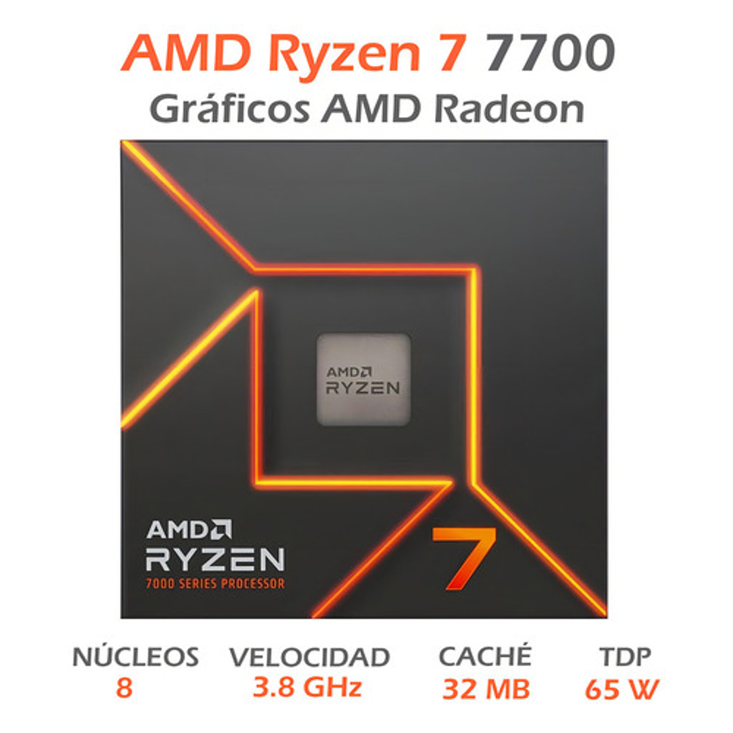 Procesador Amd Ryzen 7 7700 Am5 5.3ghz Ddr5 Pc Con Video 6