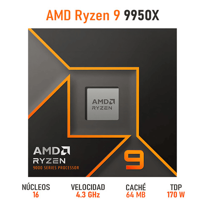 Procesador Amd Ryzen 9 9950x Gamer De Alto Rendimiento 3