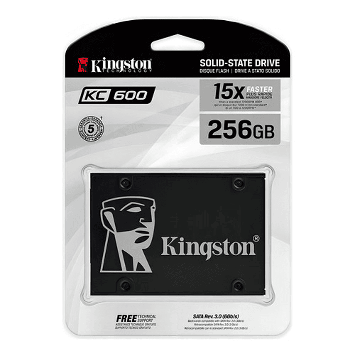 SSD Interno Kingston KC600 256GB Alta Velocidad 3