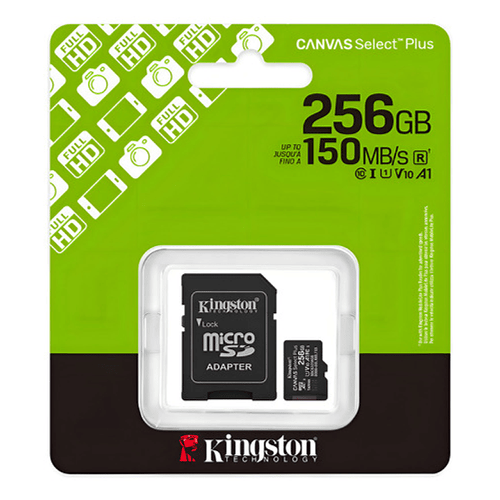 Kingston Microsd 256gb Canvas Select Plus Con Adaptador Sd 3
