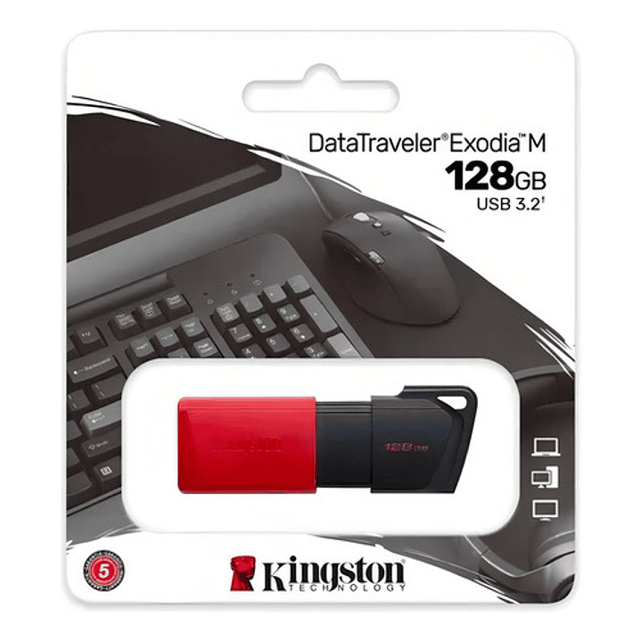 Pendrive Kingston Exodia M 128gb Usb 3.2 Gen 1 Rojo 5