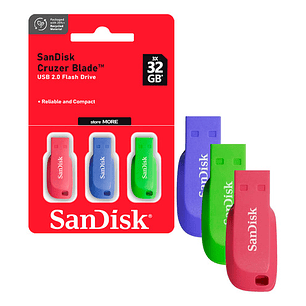 Triple Pack Pendrive Sandisk Cruzer Blade 32gb Usb 2.0 