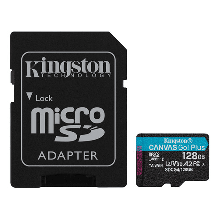 Tarjeta Kingston Canvas Go Plus 128gb Con Adaptador Sd 1