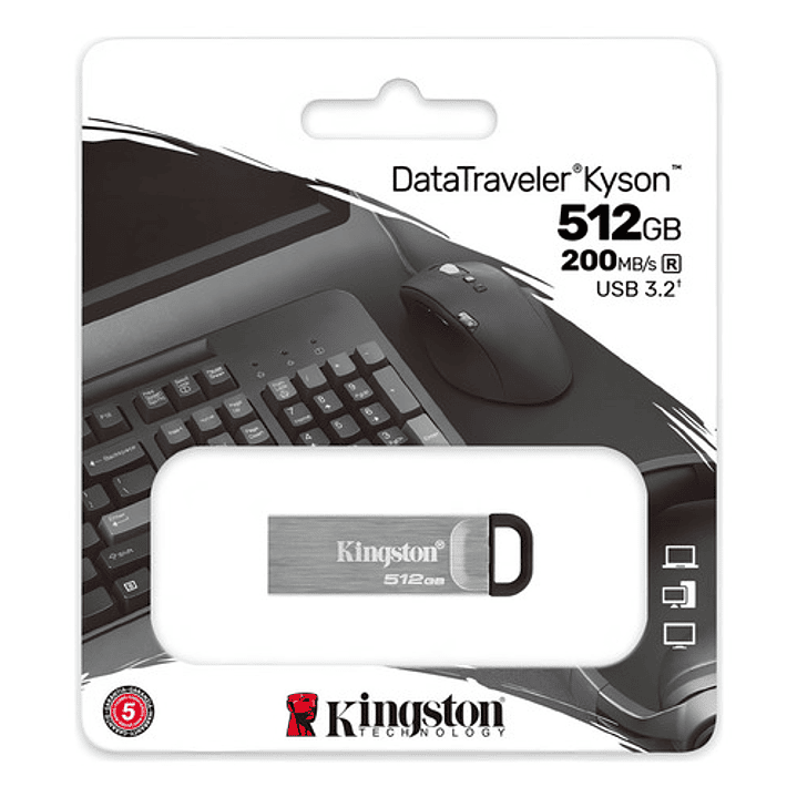 Pendrive Kingston Usb Datatraveler Kyson 512gb Usb-a 3.2 Plata Liso 3