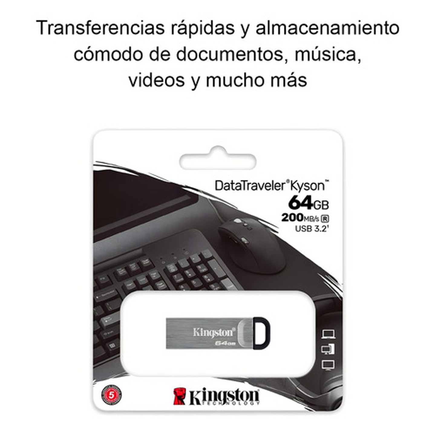 Kingston Usb 3.2 Gen 1 Pen Drive 64gb Metal Negro 6