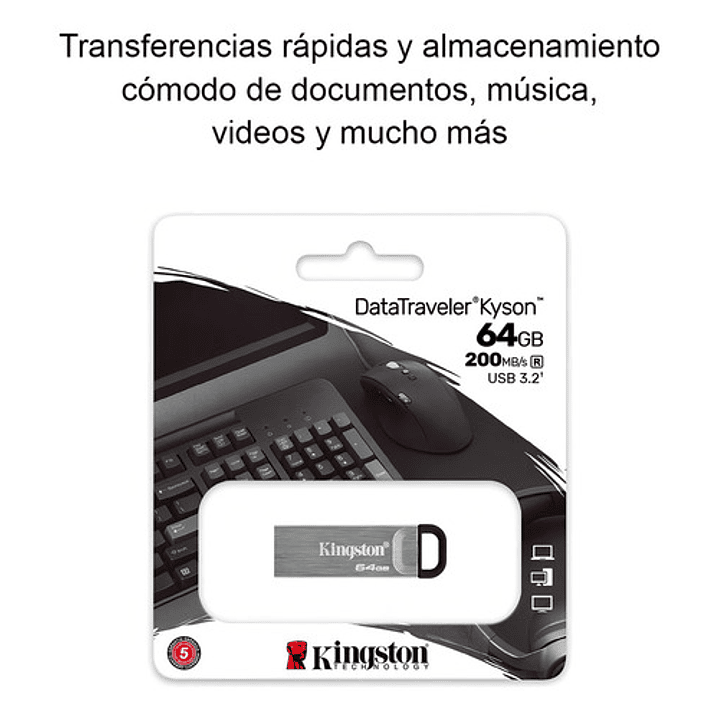 Kingston Usb 3.2 Gen 1 Pen Drive 64gb Metal Negro 6