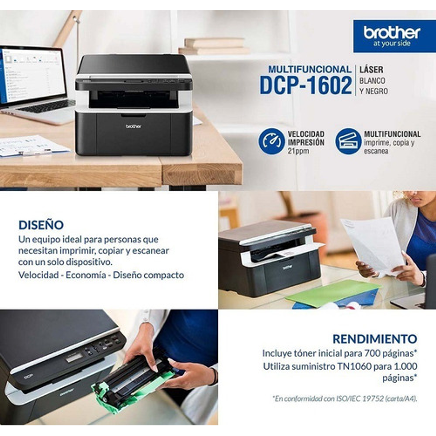 Brother Dcp-1602 Impresora Multifunción Láser Monocromática Negro 6