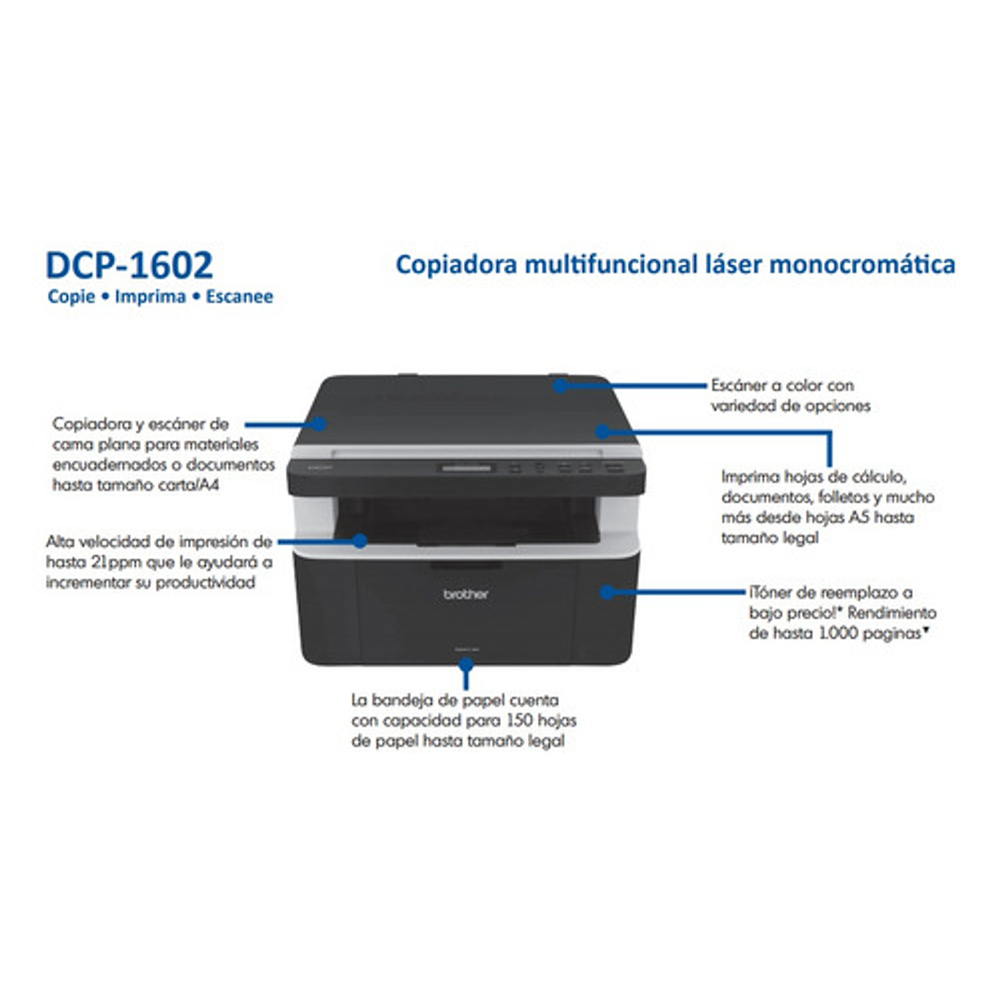 Brother Dcp-1602 Impresora Multifunción Láser Monocromática Negro 8