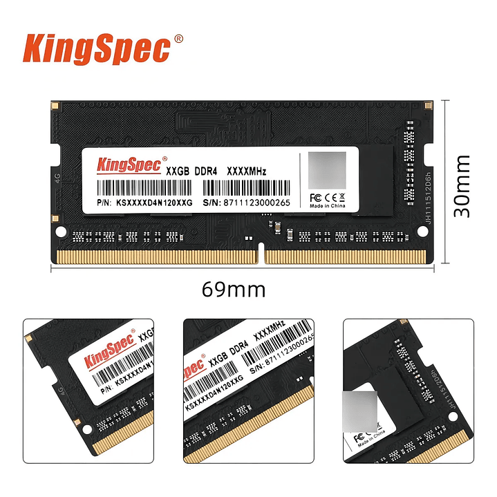 Memoria RAM 8GB DDR4 3200MHz SODIMM KingSpec KS3200D4N12008G 2