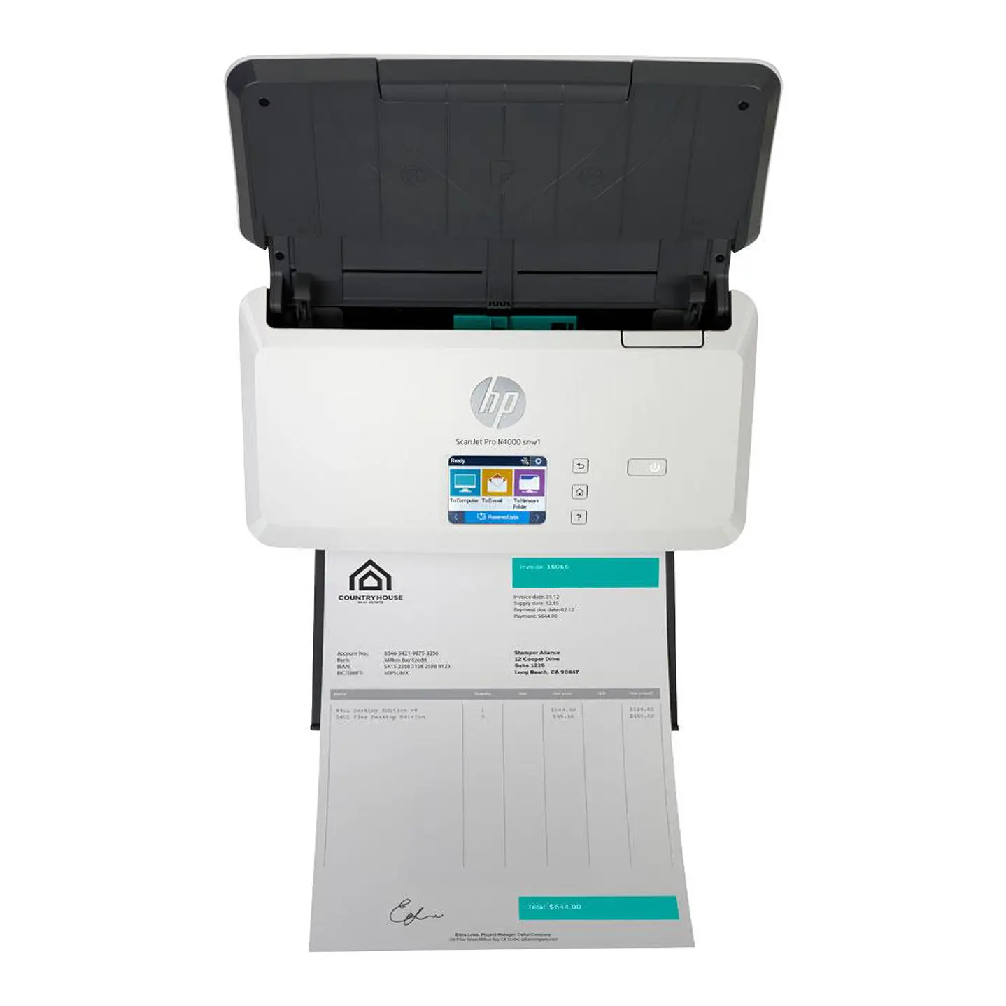 Escáner HP ScanJet Pro N4000 snw1 ADF WiFi Red 6FW08A 1