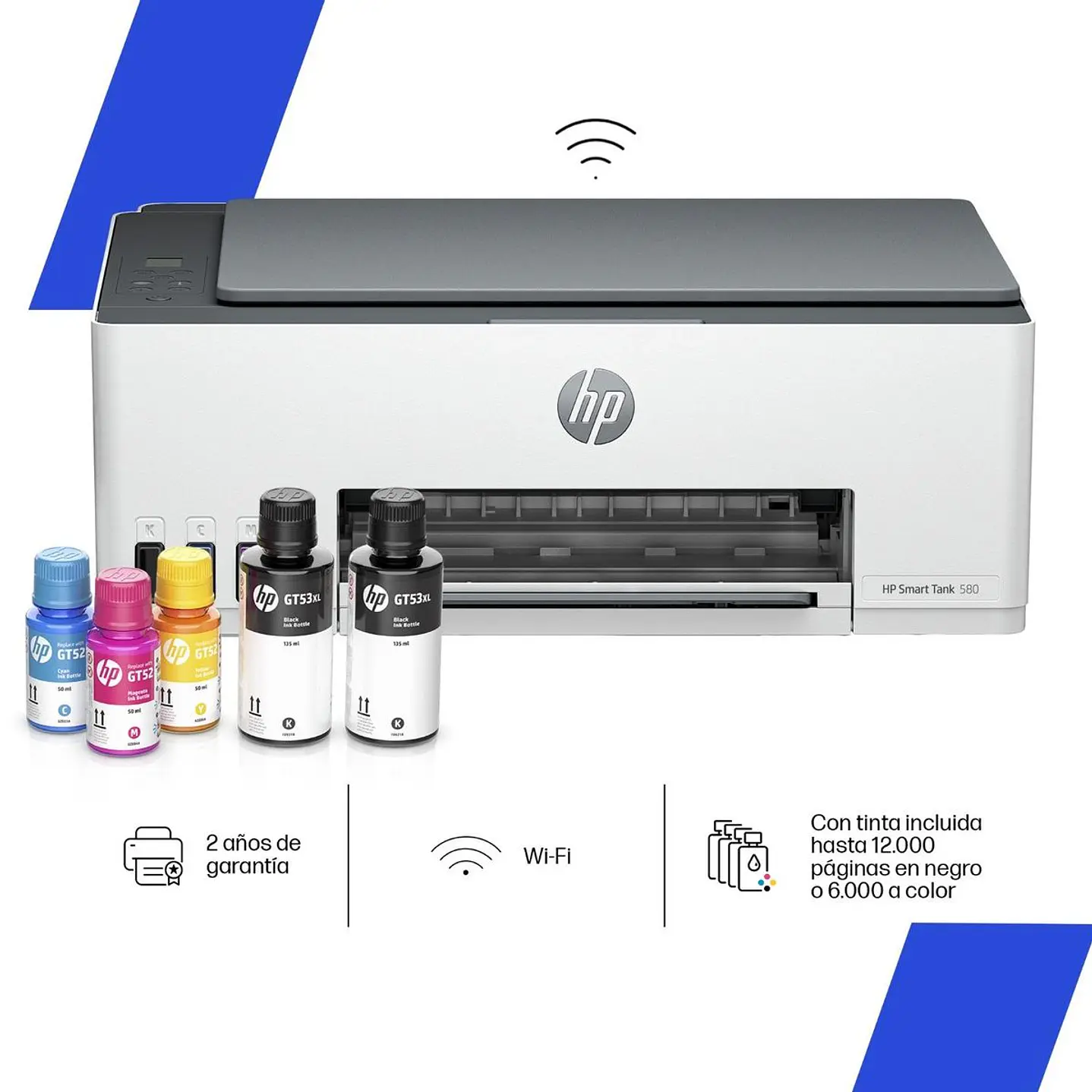 Impresora Multifuncional HP Smart Tank 580 Tinta Continua Color WiFi 1
