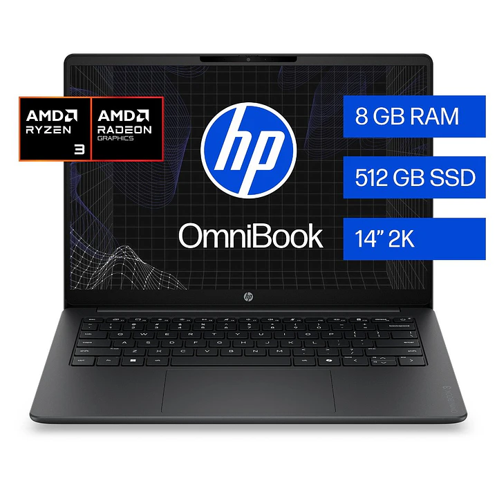 Notebook HP OmniBook 3 14-hy0030la AMD Ryzen 3 30 8GB 512GB SSD 14